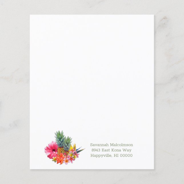 Colección Hawaiana Flores Piña Folleto (Frente)