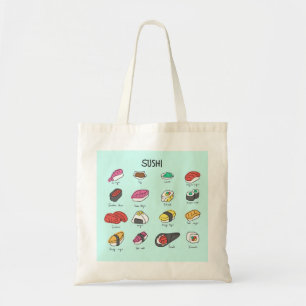 Colección japonesa de sushi en una bolsa de toalla