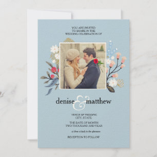 Colección juguetona en invitación azul Omphalodes