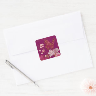 Colección Mariposa Rosa pegatina cuadrada