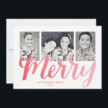 Colección Merry<br><div class="desc">Envíe sus saludos de vacaciones con estilo con esta encantadora tarjeta de vacaciones de 3 fotos que incluye obras de arte de caligrafía con letras a mano y acuarela.</div>