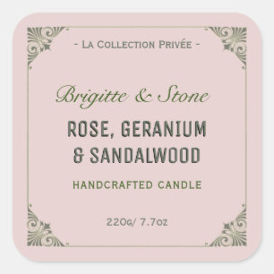 Colección privada manuscrita etiqueta de velas ros