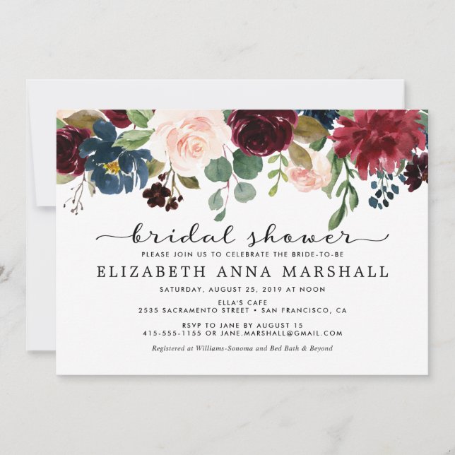 Colección Sienna | Invitación a la ducha de novia (Anverso)
