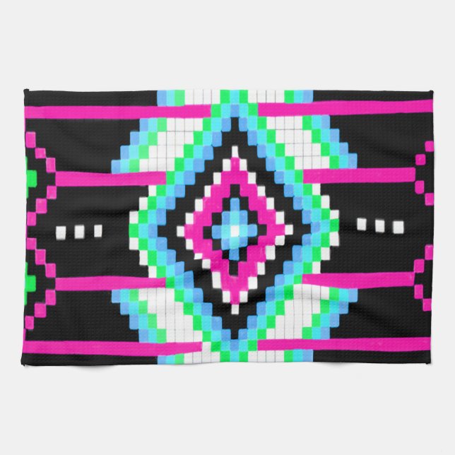 Colección tribal toalla de cocina rosa (Horizontal)