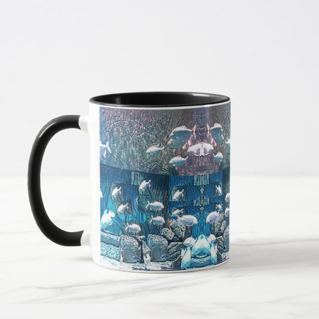 Colegio de peces en la taza de las rocas oceánicas (Izquierda)