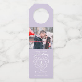 Colgador Para Botellas 3.ᵉʳ boda Aniversario de la foto corazón de la gem