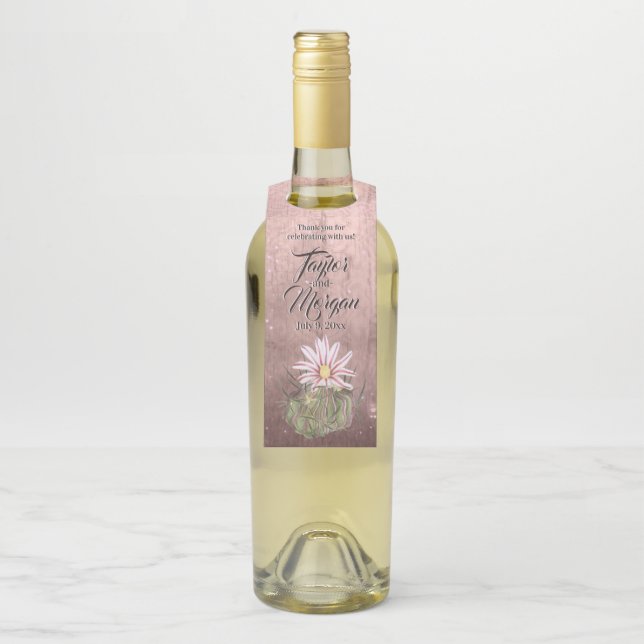 Colgador Para Botellas Acuarela Flor Blanca de Cactus (En botella)