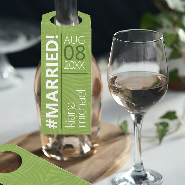 Colgador Para Botellas Acuarela Tropical #Married Green ID577 (Front/Back In Situ)