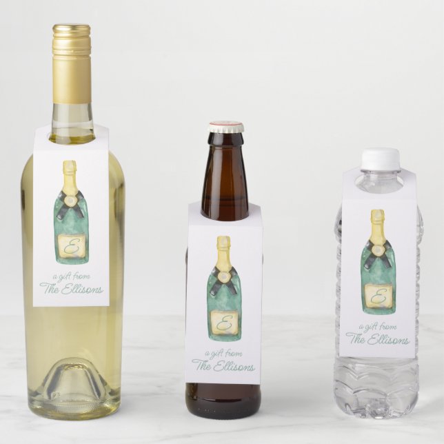 Colgador Para Botellas Acuarela Vino monogramado (In situ)