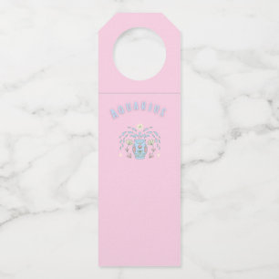 Colgador Para Botellas Acuario rosa, impresión de signo zodiacal, signo e