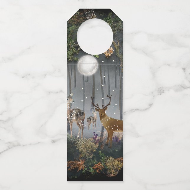 Colgador Para Botellas Adorables renos por la noche (Reverso)