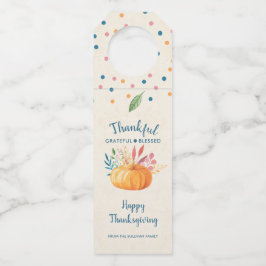 Colgador Para Botellas Agradecimiento bendecido con calabaza Naranja