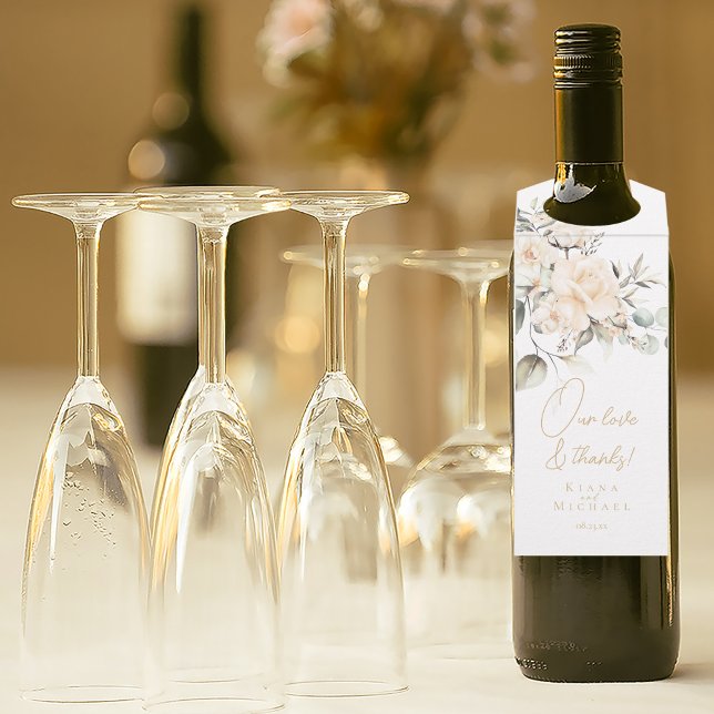 Colgador Para Botellas Agradecimiento de Boda Floral Pearl Blush ID989 (Subido por el creador)