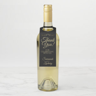 Colgador Para Botellas Agradecimiento de Boda Simple y Elegante en Oro y 