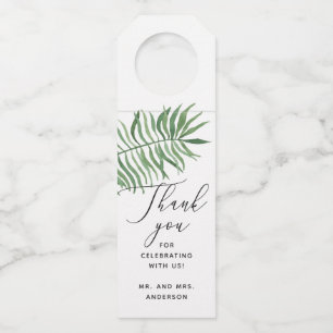 Colgador Para Botellas Agradecimiento de boda tropical con acuarela verde