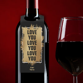 Colgador Para Botellas AMO DE USTED Relieve metalizado dorado de texto en