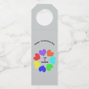 Colgador Para Botellas Amor interracial Corazón arcoiris personalizado
