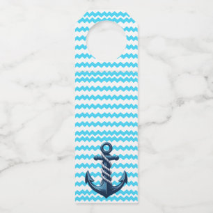 Colgador Para Botellas Ancla azul con olas azules