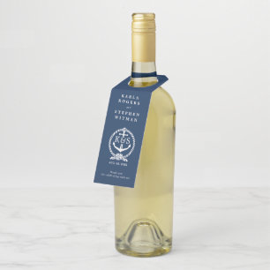 Colgador Para Botellas Anclaje Náutico Blanco y Azul de la Armada y Knot 