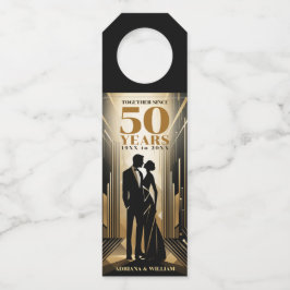 Colgador Para Botellas Aniversario de Boda Art Deco Retro Negro y Dorado