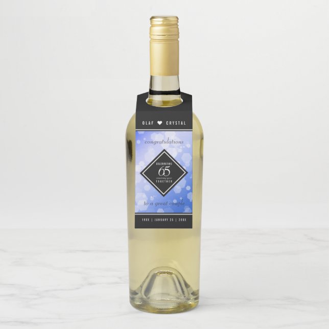 Colgador Para Botellas Aniversario de Bodas de Zafiro Azul 65 Elegante (En botella)