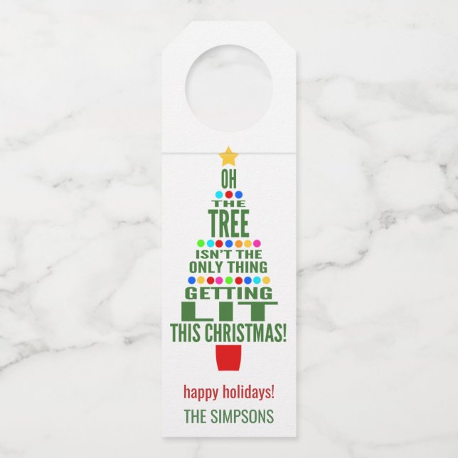Colgador Para Botellas Árbol de Navidad divertido que se ilumina | Vino (Anverso)