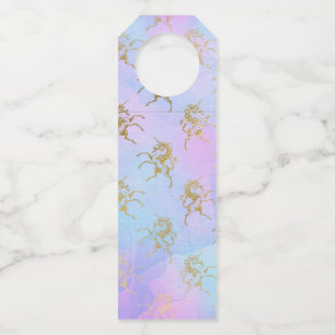 Colgador Para Botellas Arte de Acuarela Colores Suaves Unicornio Dorado F