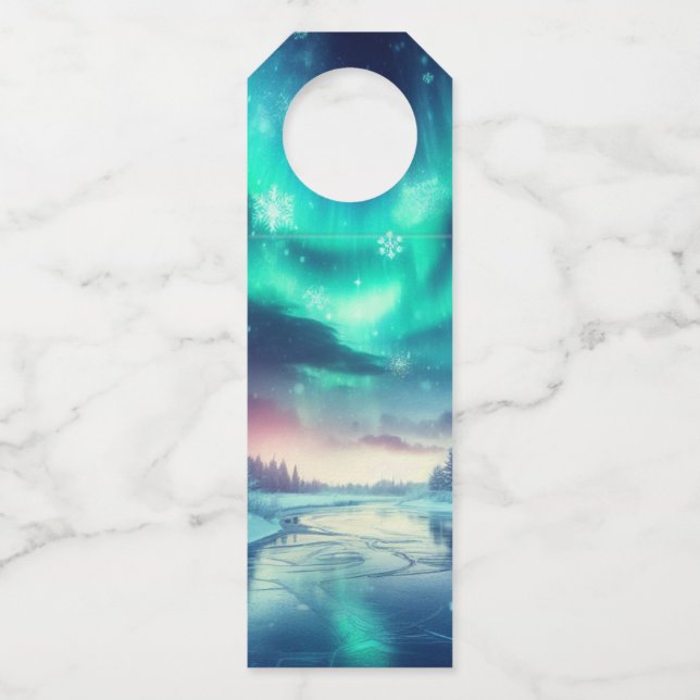 Colgador Para Botellas aurora borealis/Navidades/invierno (Anverso)