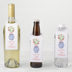 Colgador Para Botellas Barrera Chinoiserie personalizada de fresas rojas