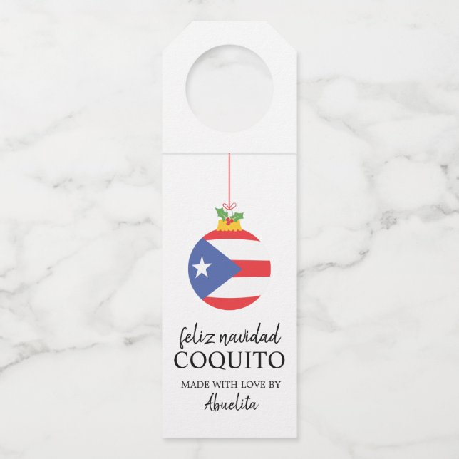 Colgador Para Botellas Bebida Navideña Tropical de Coco Coquito (Anverso)