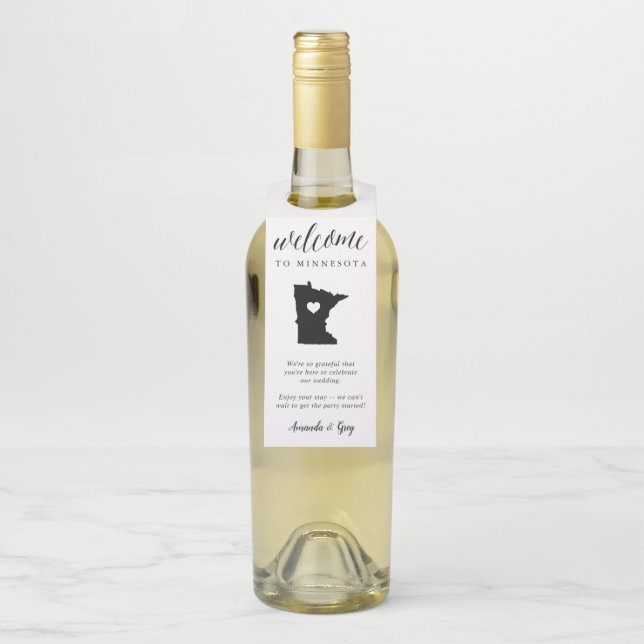 Colgador Para Botellas Bienvenida a Boda estatal de Minnesota (En botella)