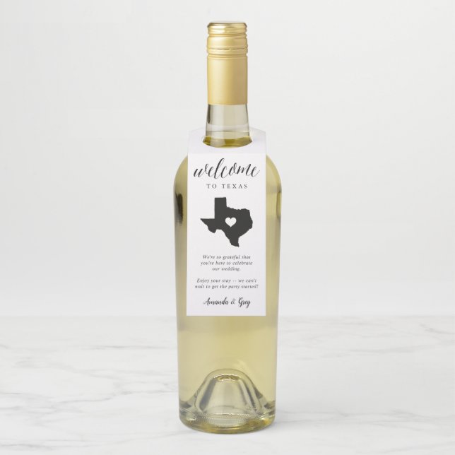 Colgador Para Botellas Bienvenida a Boda Estatal de Texas (En botella)