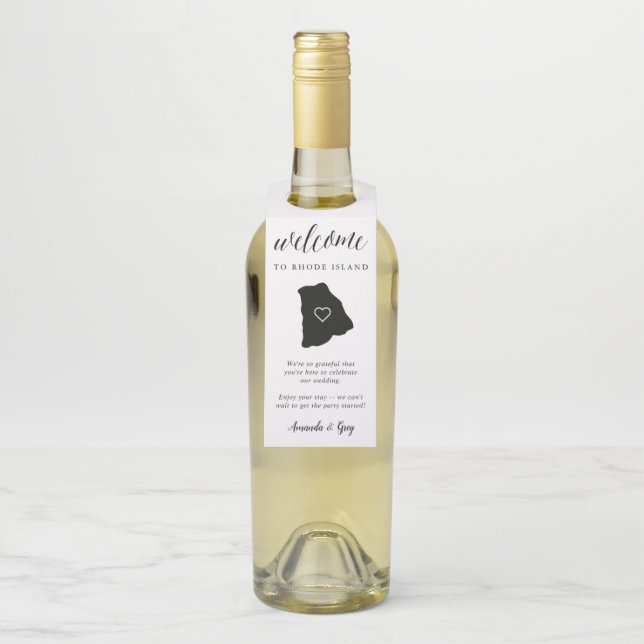 Colgador Para Botellas Bienvenida a la boda del estado de Rhode Island (En botella)