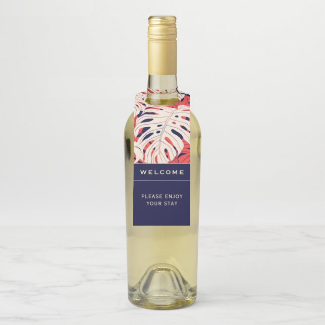 Colgador Para Botellas Bienvenida | Hojas tropicales de palma | Bot de al (En botella)