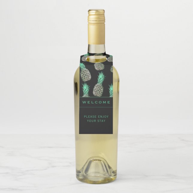 Colgador Para Botellas Bienvenida | Pinápoles tropicales | Alquiler de va (En botella)