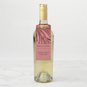 Colgador Para Botellas Bienvenido   Hojas de Palma Rosadas   Alquiler de 