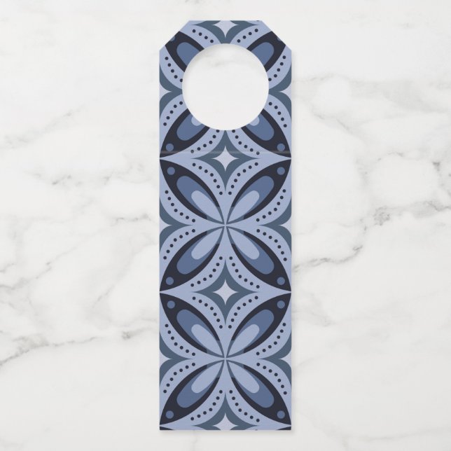 Colgador Para Botellas Blue Geometric Pattern Retro Style (Anverso)