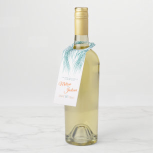 Colgador Para Botellas Boda acuarela tropical verde rosa palma fronda 