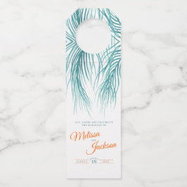 Colgador Para Botellas Boda acuarela tropical verde rosa palma fronda