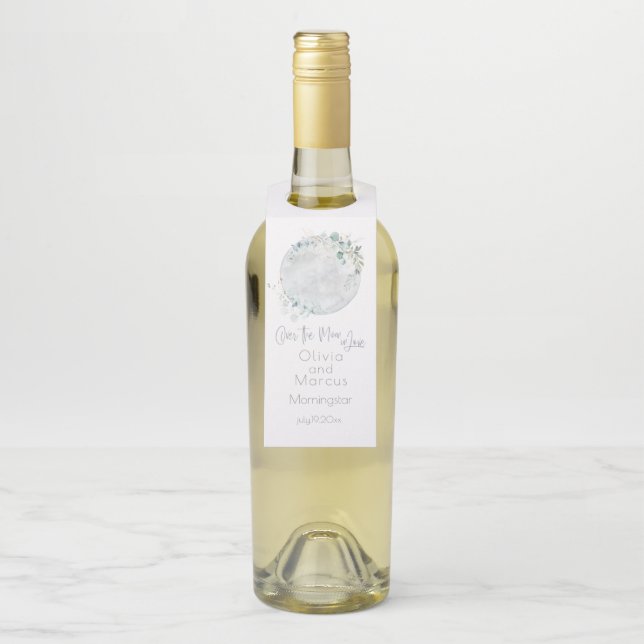 Colgador Para Botellas Boda | Azul polvoriento sobre la luna enamorada (En botella)