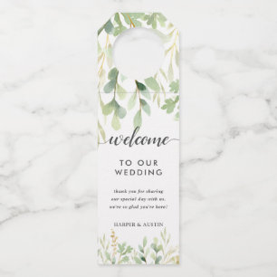 Colgador Para Botellas Boda Botánica de Follaje Verde