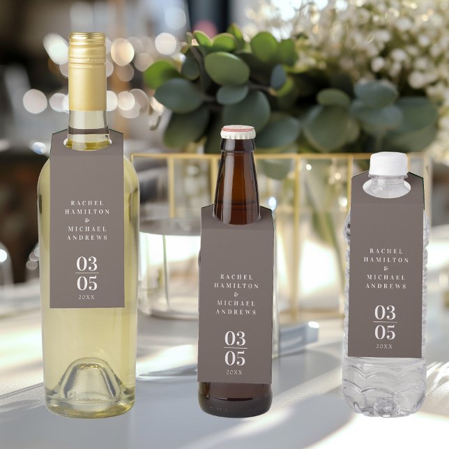 Colgador Para Botellas Boda Brown Modern Simpel (Subido por el creador)