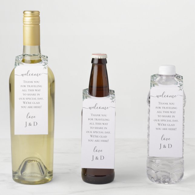 Colgador Para Botellas Boda con vegetación de eucalipto (In situ)