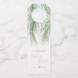 Colgador Para Botellas Boda de acuarela de color rosa verde tropical de p