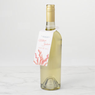 Colgador Para Botellas Boda de arte de la acuarela de coral vivo personal