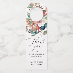 Colgador Para Botellas Boda de Bayas de Acuarela Elegante Agradecimient