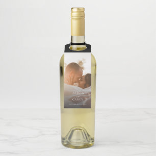 Colgador Para Botellas Boda de Caligrafía de Foto Elegante