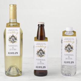 Colgador Para Botellas Boda de campo en negro y oro