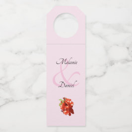 Colgador Para Botellas Boda de flores de quinceañera roja y rosa