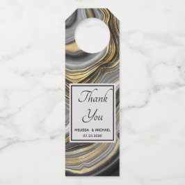 Colgador Para Botellas Boda de geoda de ágata gris y dorado moderno